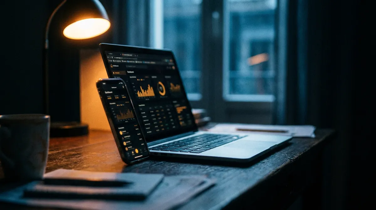 The same dashboard on a phone and a laptop