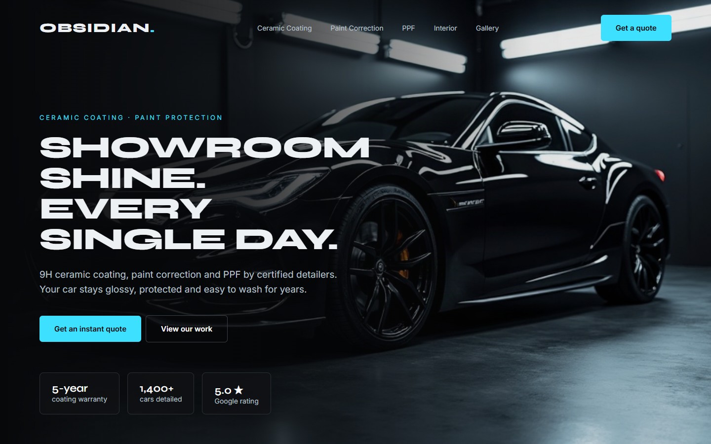 Sample website for an auto detailing studio