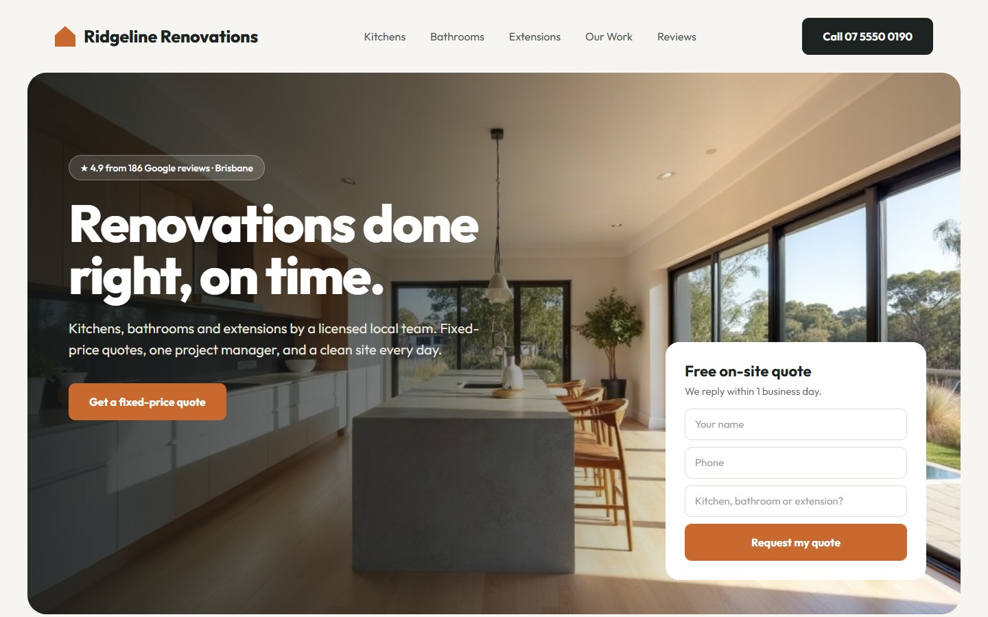 Sample website for a home renovation builder