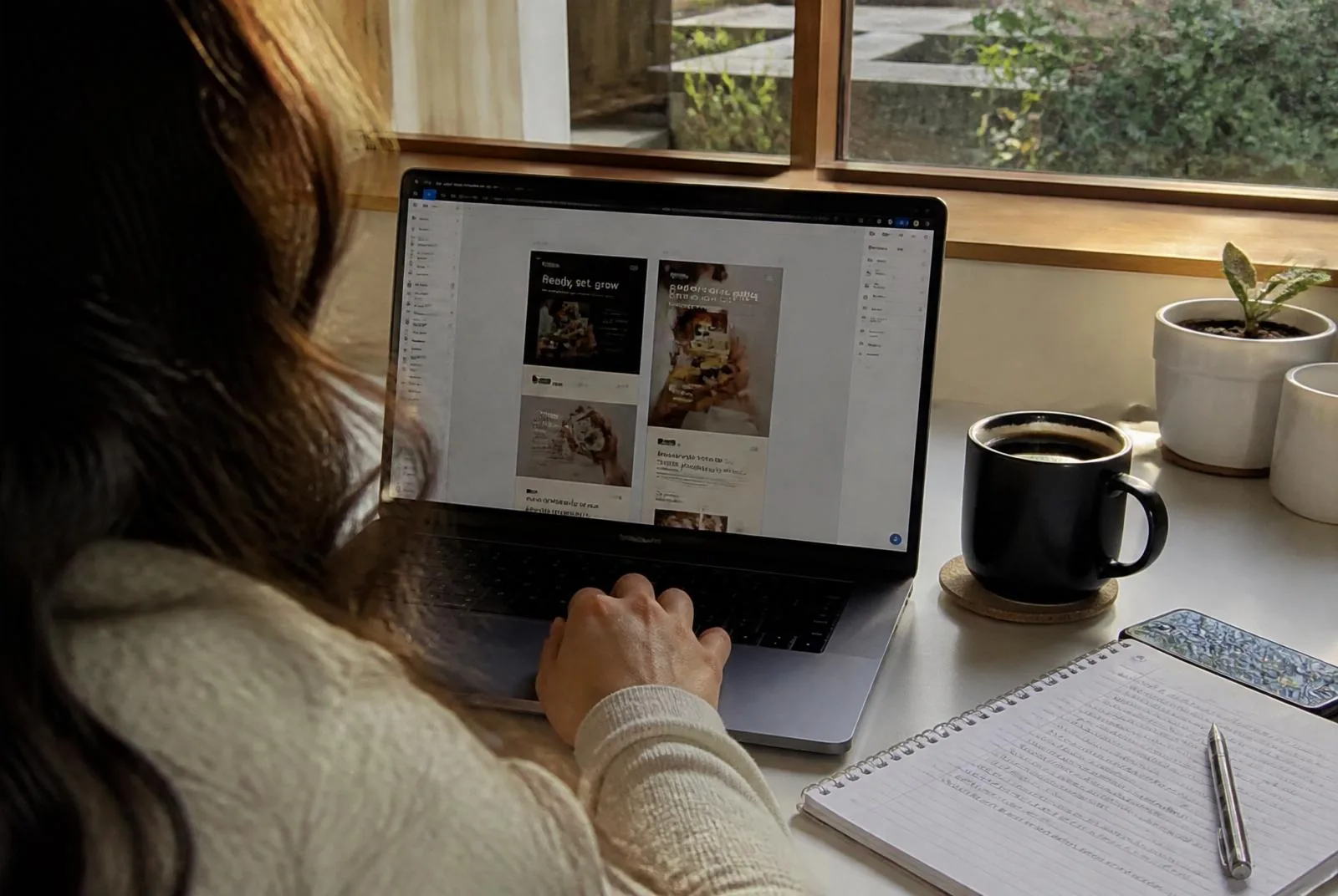 Web design work at a desk